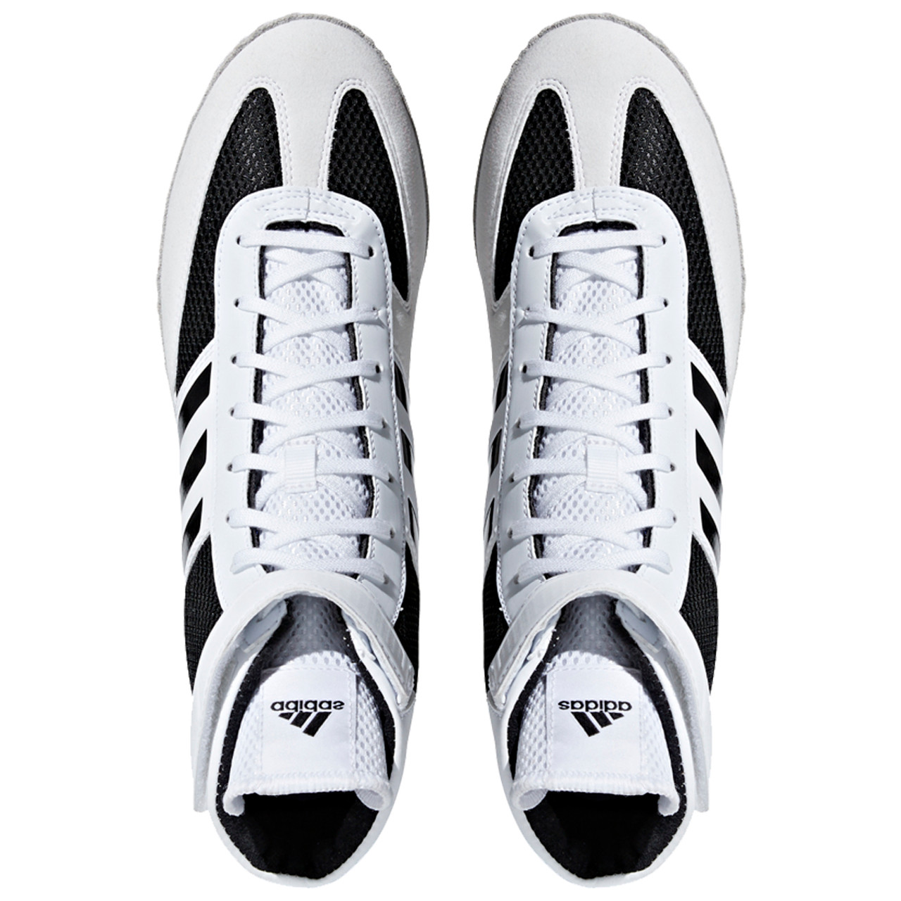 black and white adidas wrestling shoes