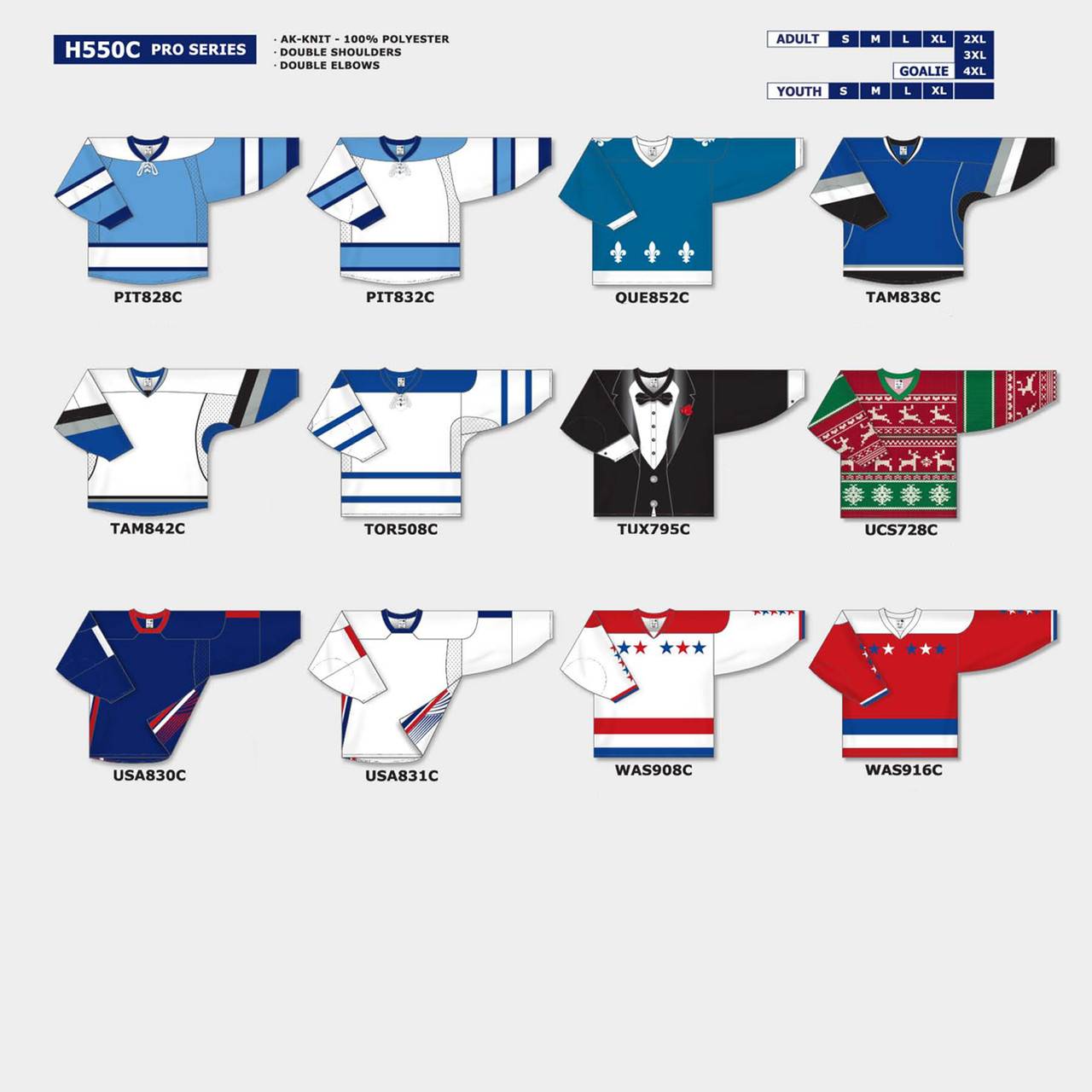 Athletic Knit H550B-2 Hockey Jerseys - Various Colors 