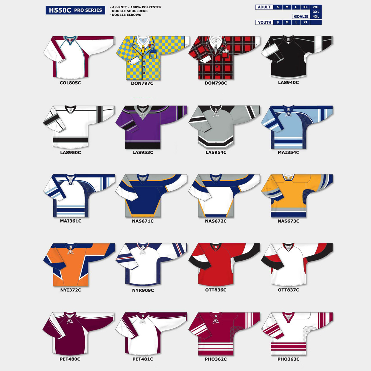 Athletic Knit H550C Hockey Jerseys - Various Colors