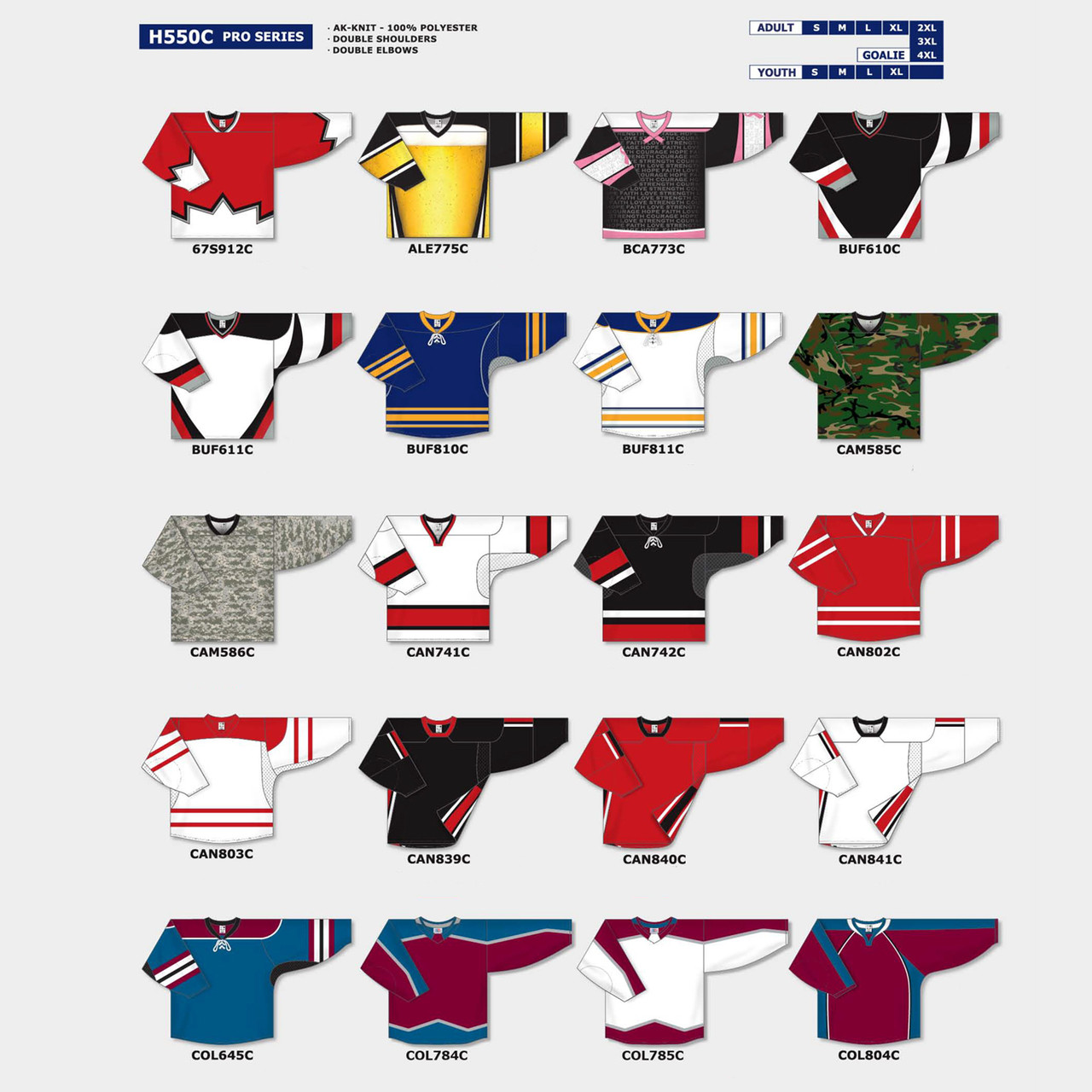 Athletic Knit H550C Hockey Jerseys - Various Colors