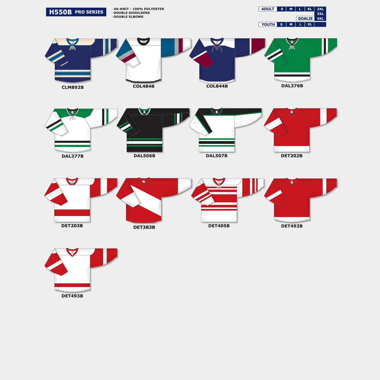 Athletic Knit H550B Hockey Jerseys - Various Colors