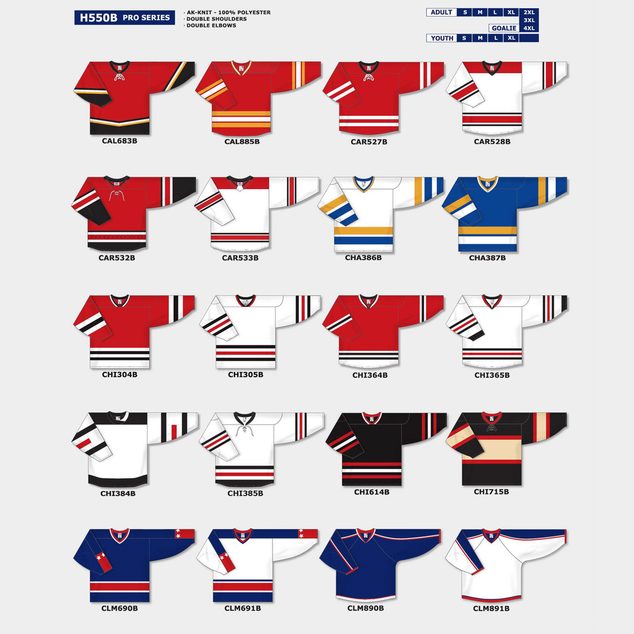 Athletic Knit H550B-2 Hockey Jerseys - Various Colors 
