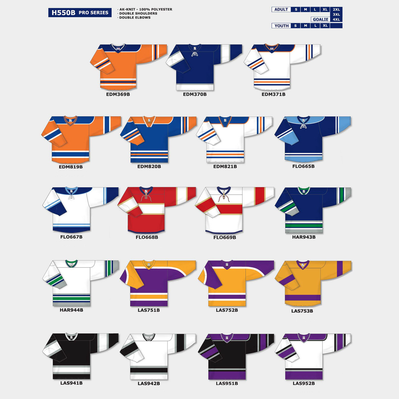 Athletic Knit H550B-2 Hockey Jerseys - Various Colors