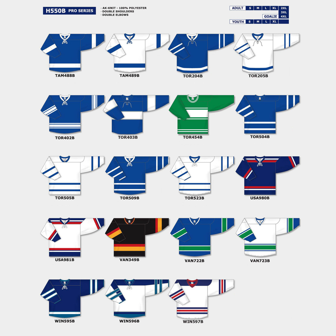 Athletic Knit H550B-3 Hockey Jerseys - Various Colors