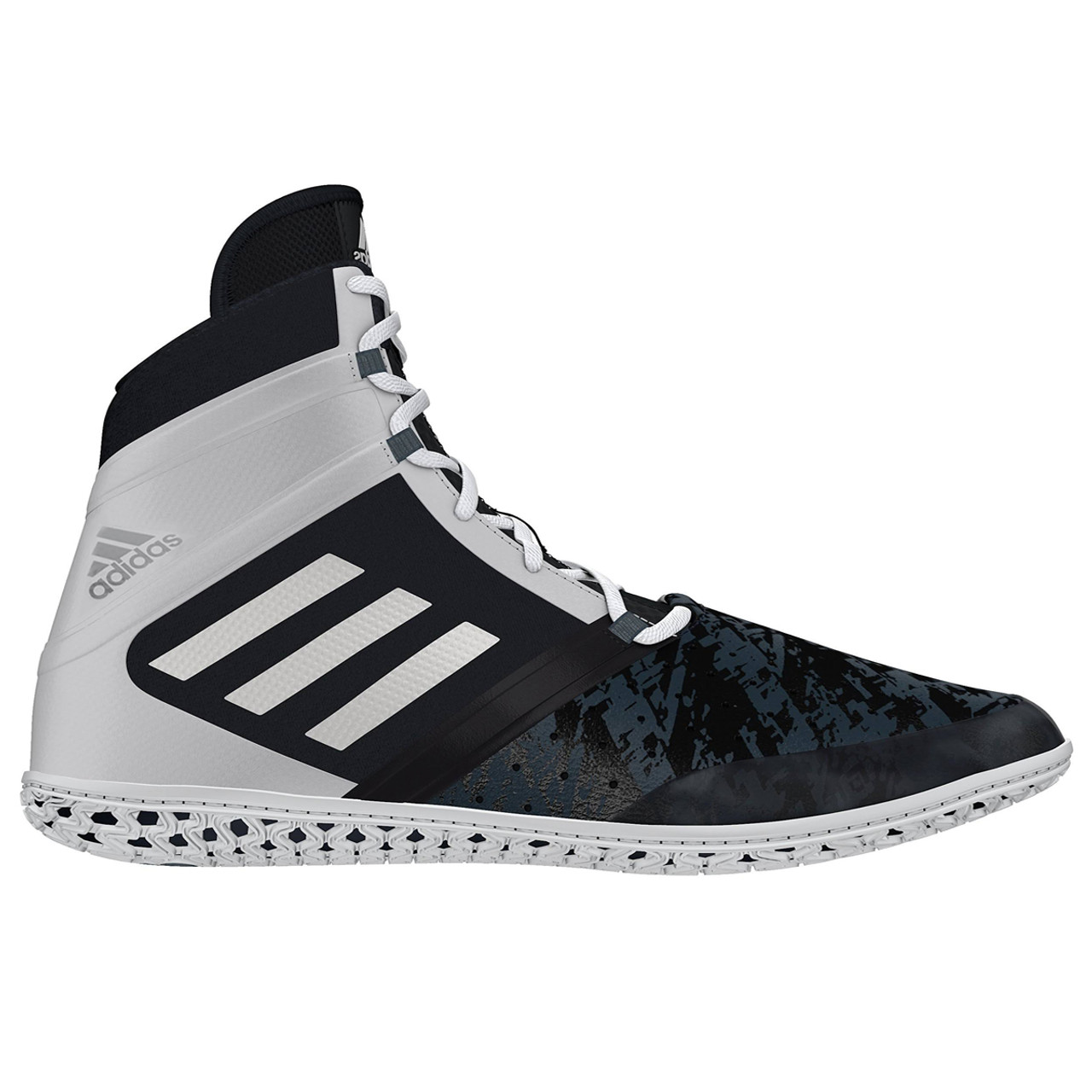 black and white adidas wrestling shoes