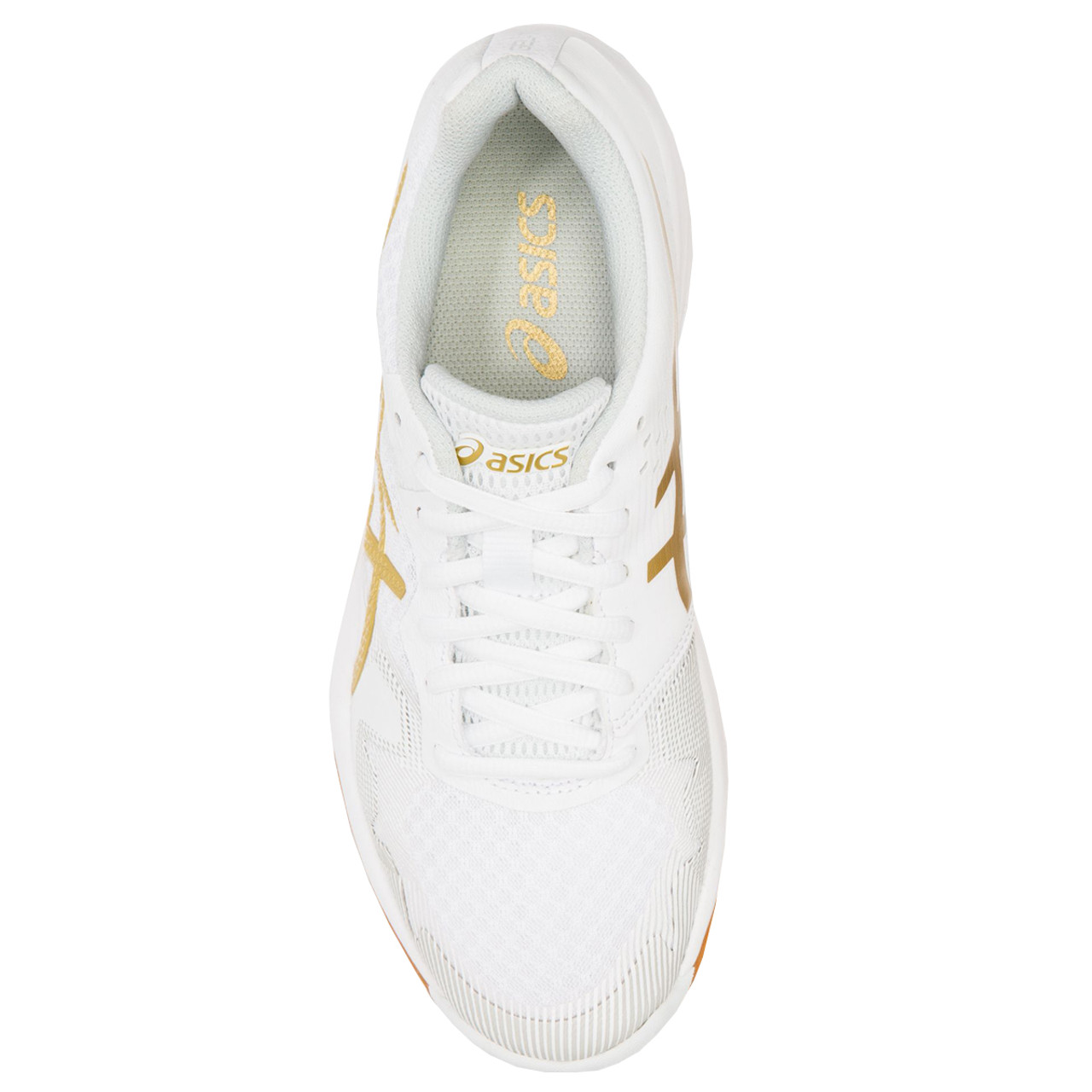 white and gold volleyball shoes