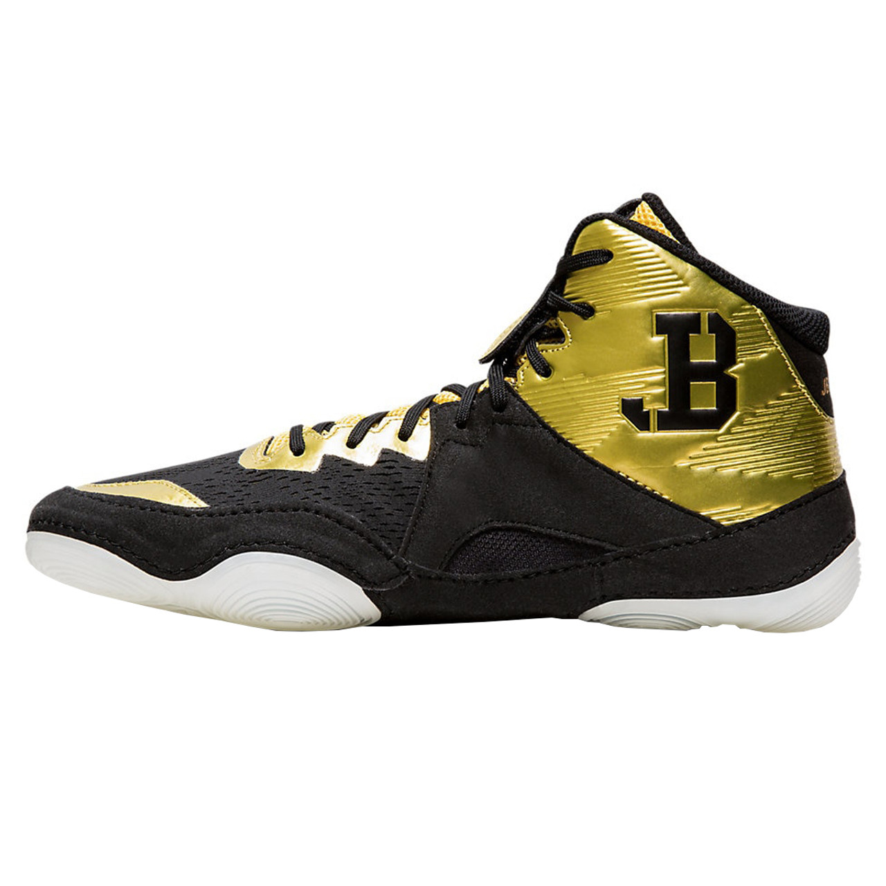 black and yellow asics wrestling shoes