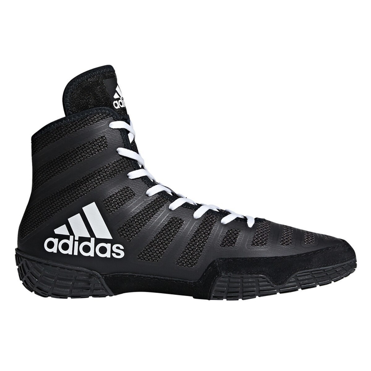 black and white adidas wrestling shoes