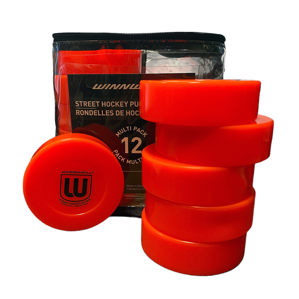 Winnwell Orange Street Hockey Pucks / Medium Density - 12 Pack w