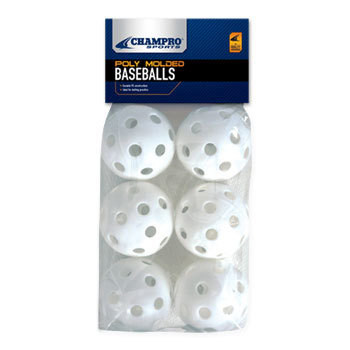 Champro Sport Plastic Poly Baseball - 6 Pack