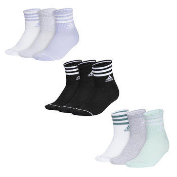 adidas Women's Cushioned 3-Stripe 3.0 High Quarter Socks 3-Pack - Various Colors
