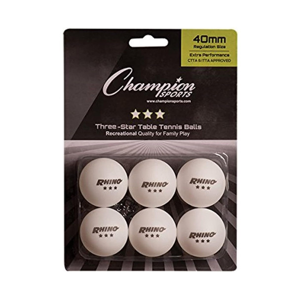 Champion  3-Star Tournament Table Tennis Ball 6 Pack