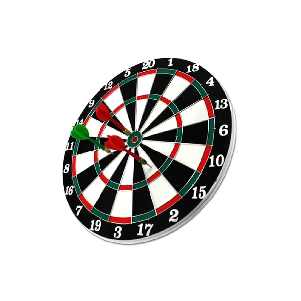 Dartboard with Metal Tip Darts  -  14 Inch Board, 6 Darts