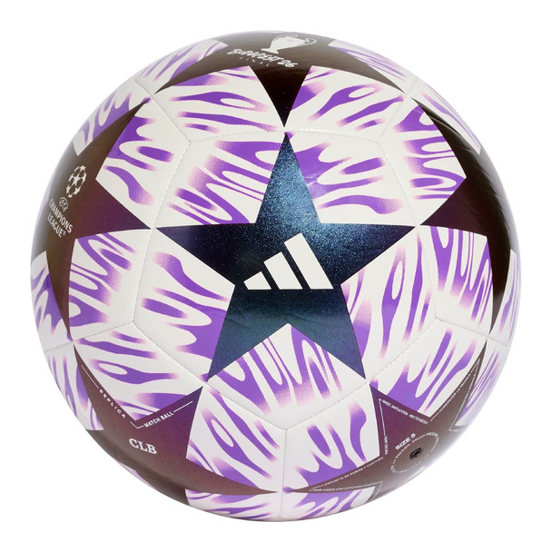 adidas 2026 UEFA Champions League Budapest 26 Final Club Ball - White, Purple, Iridescent Black