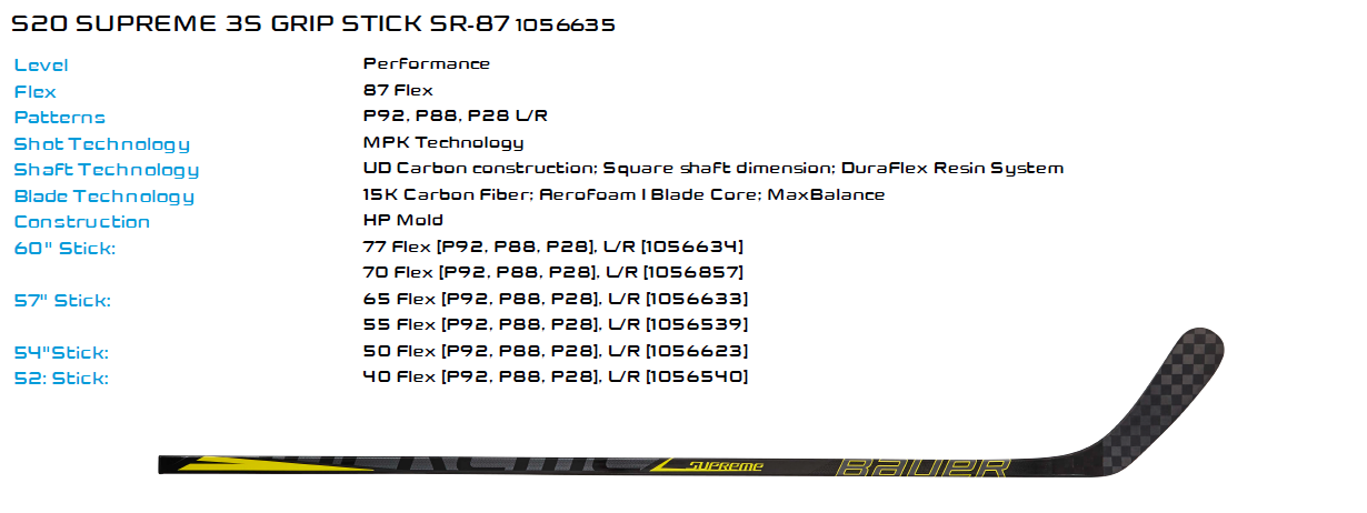 Bauer Supreme 3S Grip Junior Hockey Stick