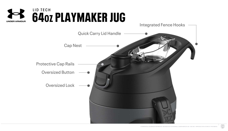 Under Armour Playmaker Jug 64 oz. Water Bottle, Jet Grey/Black