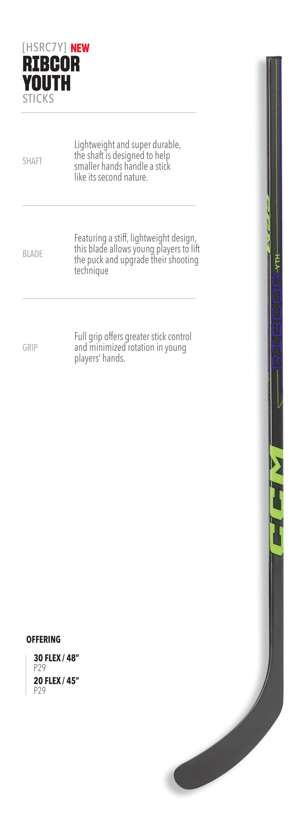 CCM Ribcor Reckoner PRO STOCK Senior Composite Hockey Stick