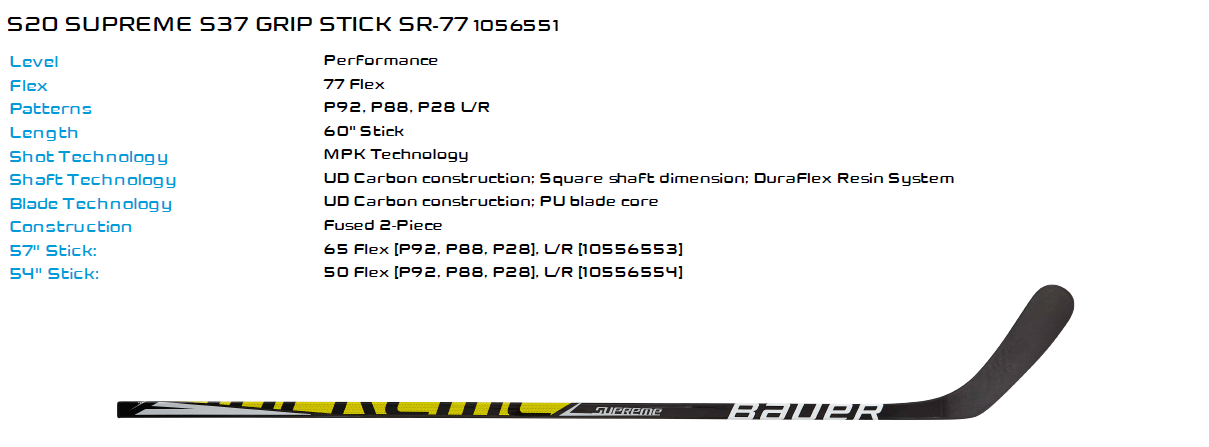 Bauer Supreme S37 Grip Junior Hockey Stick