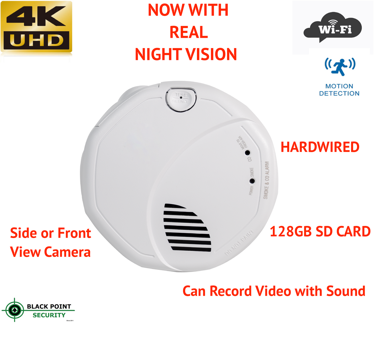 4K WIFI Live Night Vision Hidden Camera Smoke Detector with Audio 