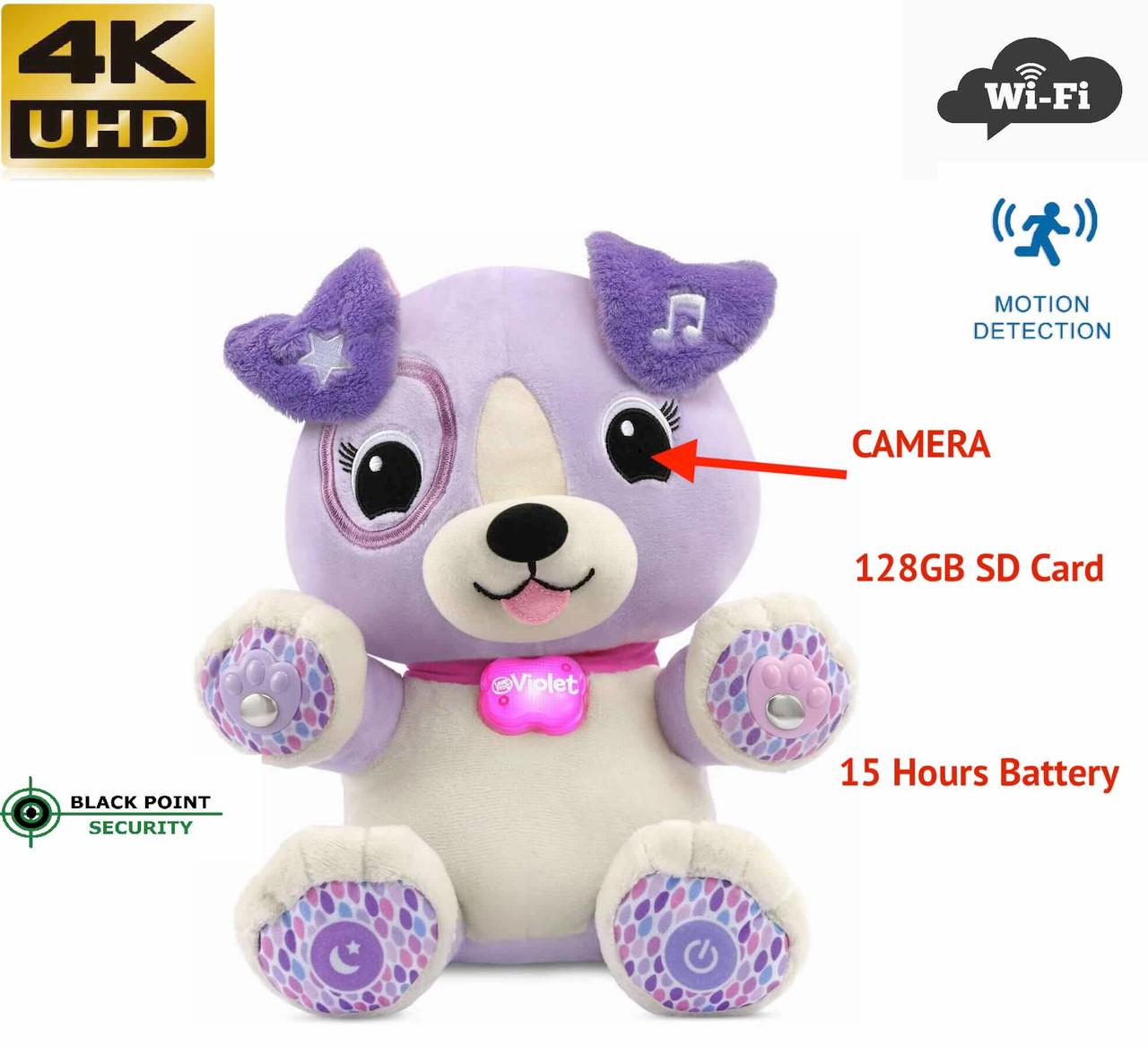 Toy Stuffed Dog WIFI Hidden Nanny Camera with Audio