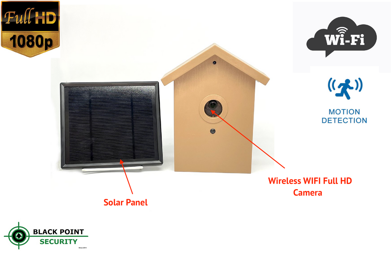 Solar Powered Wireless WIFI Birdhouse Camera