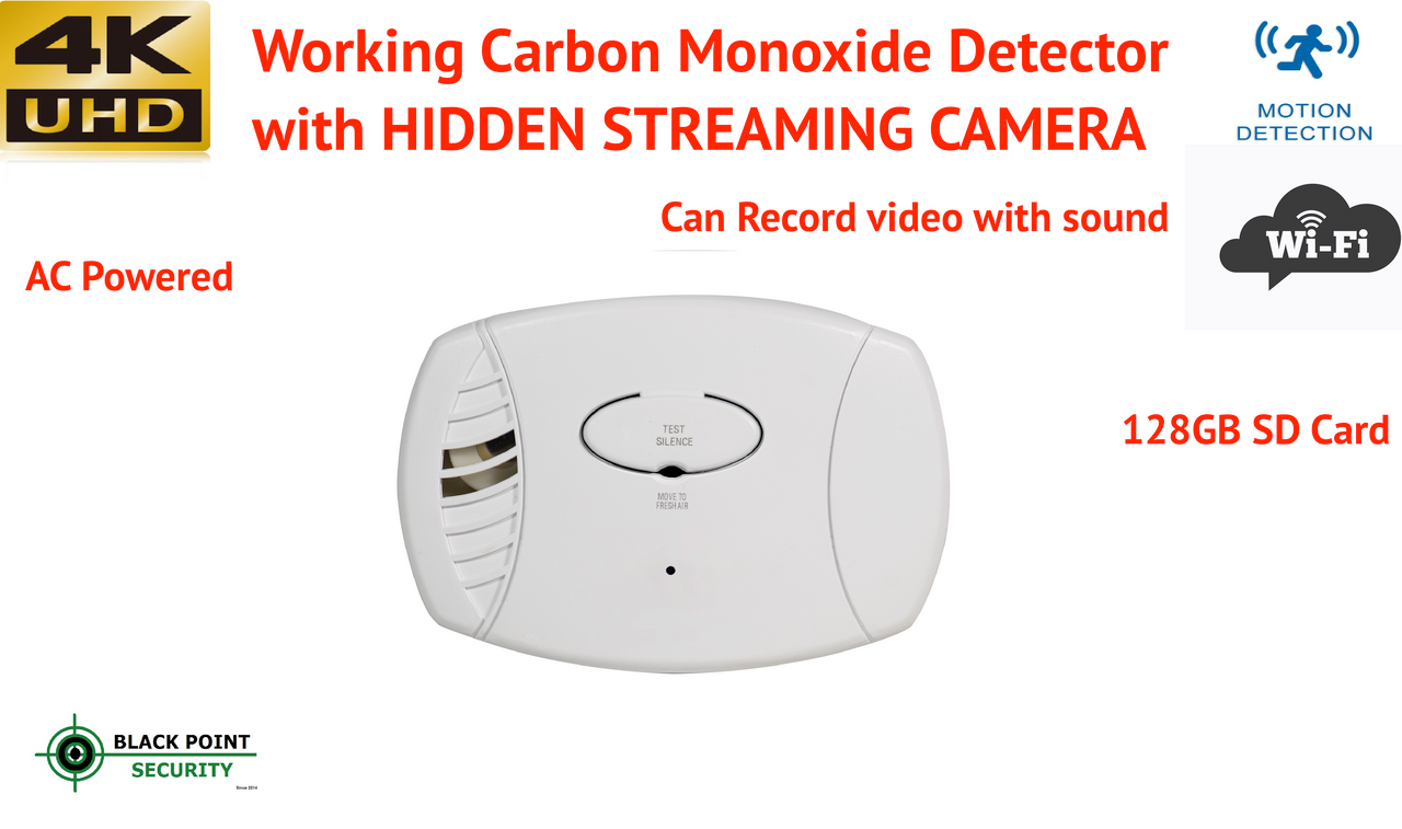 WiFi Carbon Monoxide Detector Hidden 4K Spy Camera