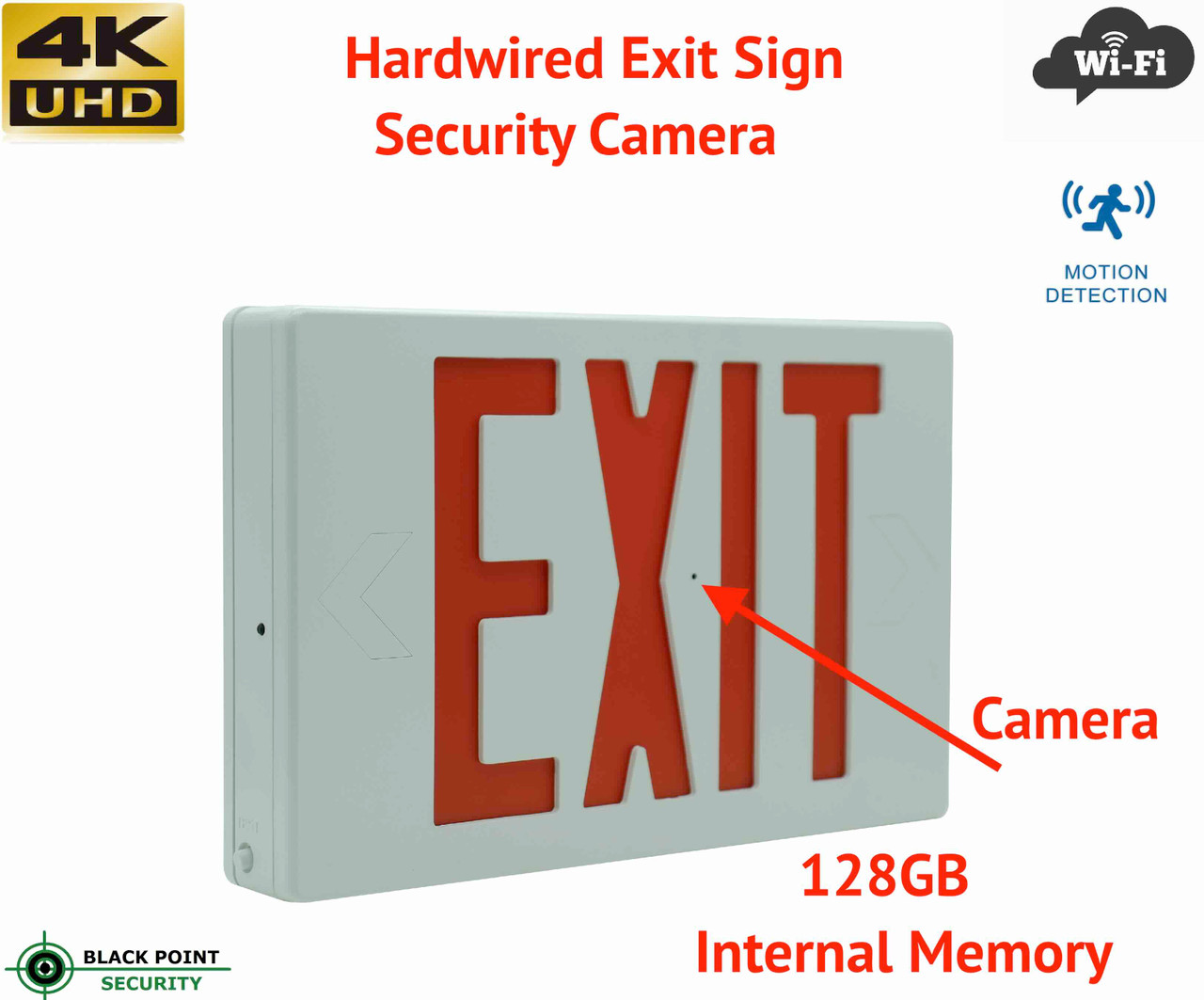 4K UHD Hardwired Exit Sign WIFi Hidden DVR Camera
