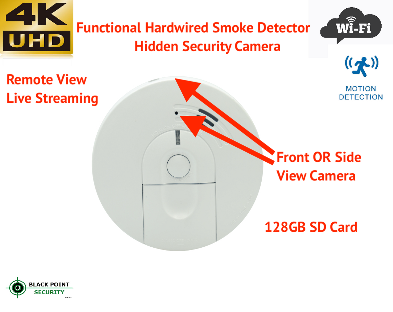 Hardwired Functional Smoke Detector 4K Hidden WIFI DVR Camera