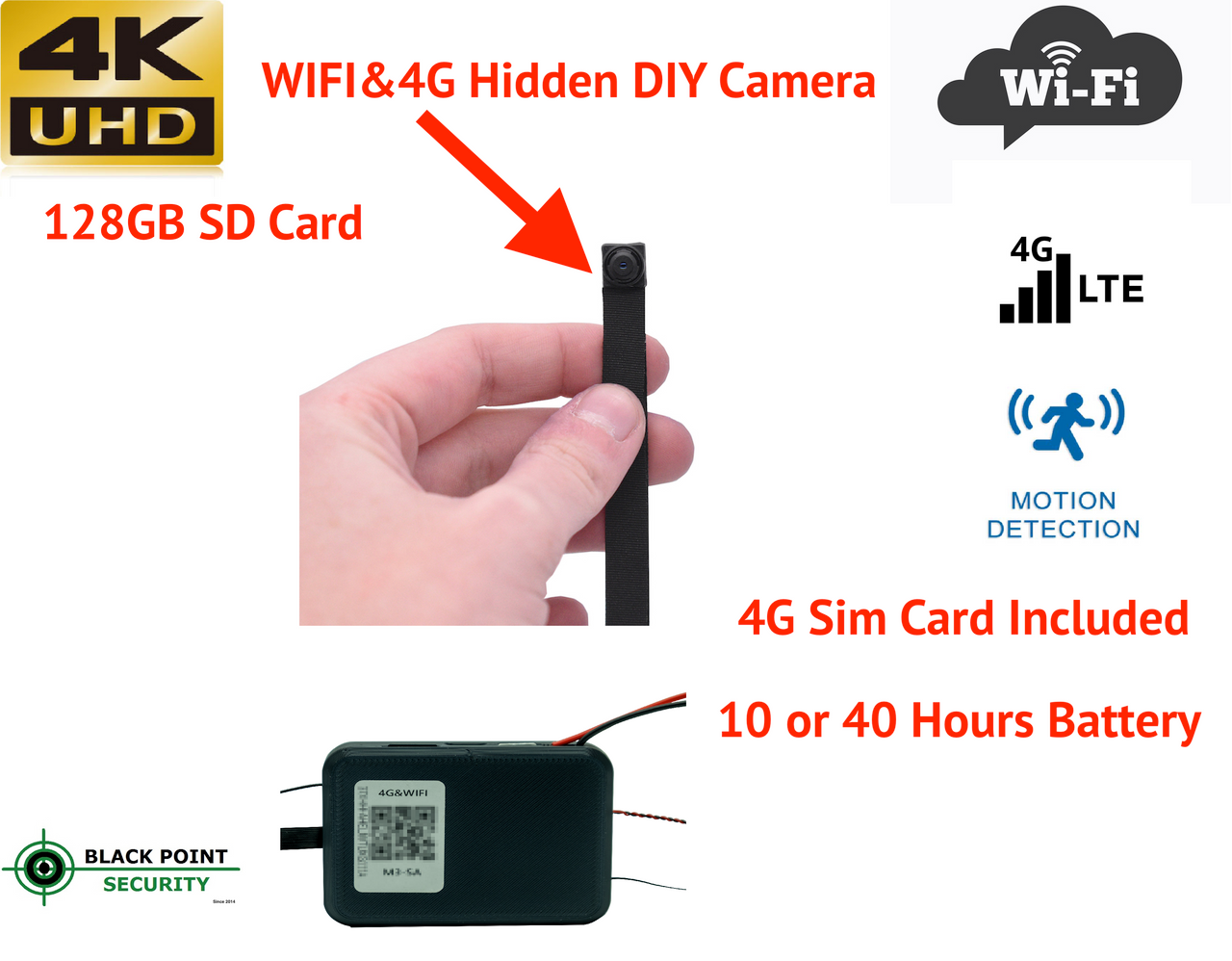 4K DIY Hidden Spy WIFI 4G LTE Cellular Camera Kit