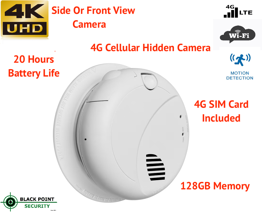 4K Hidden Spy 4G LTE Cellular Battery Smoke Detector Camera
