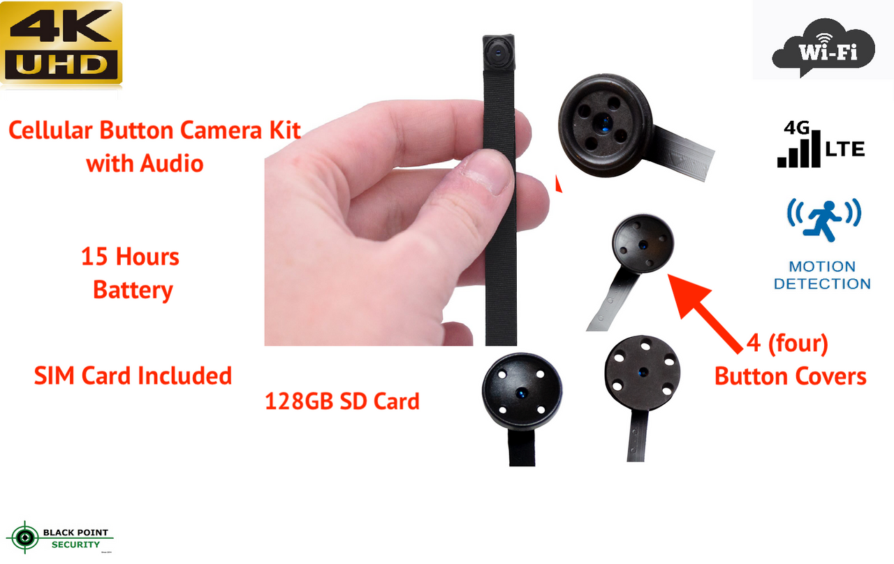 Shirt Button Spy 4G Cellular Camera with Audio