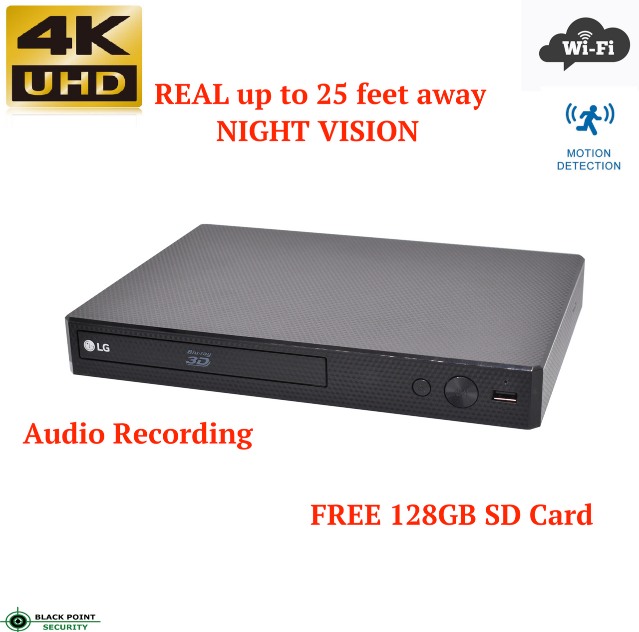 4K Wi-Fi Blu-ray DVD Player Hidden Spy Camera with Night Vision