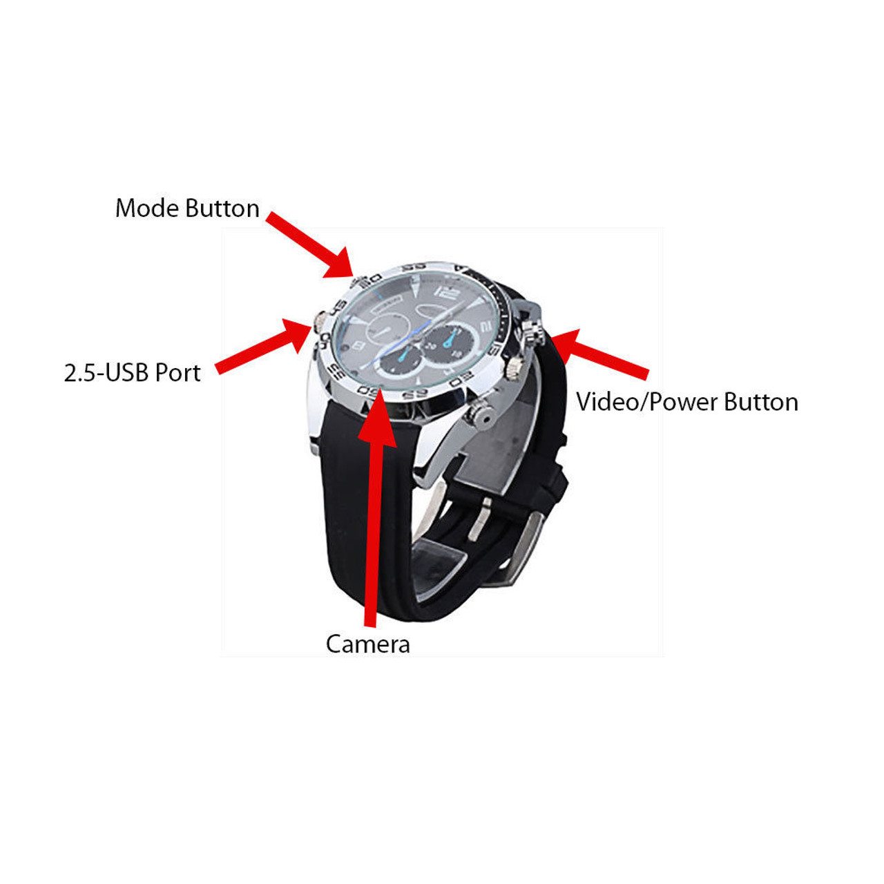 1080P HD Hidden Night Vision DVR Camera Watch Waterproof Camcorder Audio 8GB