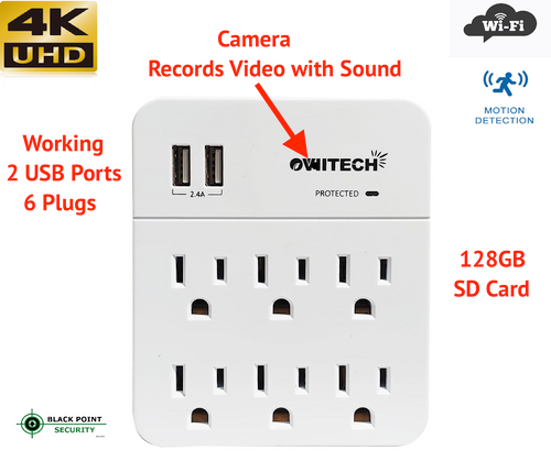 4K WIFI Wireless Hidden Spy Nanny Camera in Functional Wall Plug Outlet 