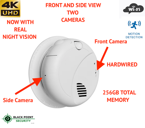 Night Vision Hidden WIFI 4K Dual Camera Smoke Detector with Audio