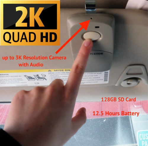 Hidden 2K UHD Camera with Audio in Garage Door Opener for Car Security