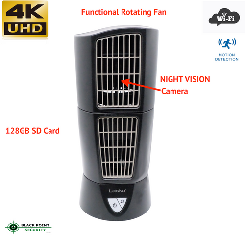 Oscillating Small Fan Hidden 4K Camera Wifi Live Night Vision 