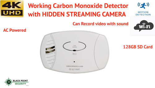 WiFi Carbon Monoxide Detector Hidden 4K Spy Camera