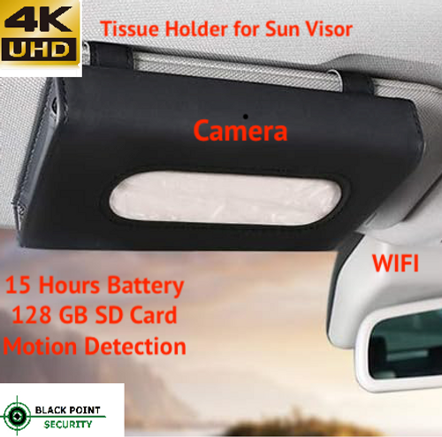 Hidden 4K Camera with Audio Tissue Holder - Vehicle Security