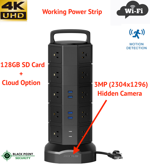4K Hidden WIFI Wireless Camera Power Strip USB Outlet