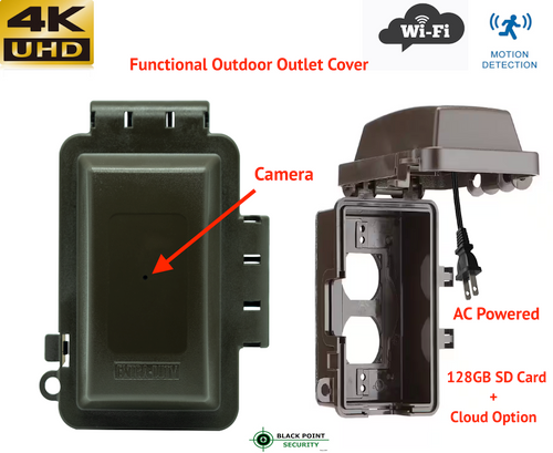 Outdoor Weatherproof Hidden WIFI 4K Camera Outlet Cover