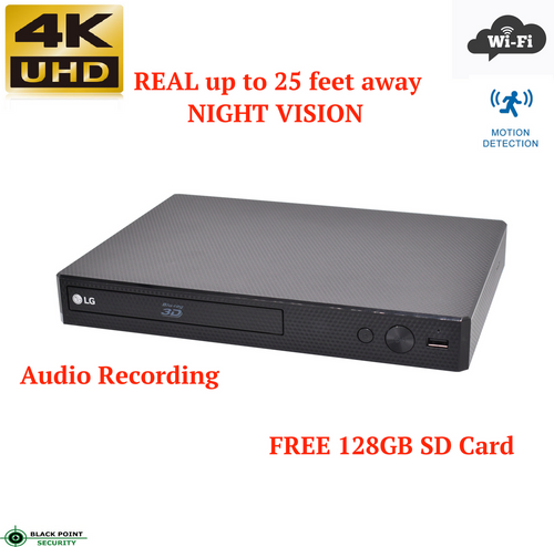 Fully Functional Blu-ray DVD Player with Integrated 4K UHD Wireless Wi-Fi Hidden Security Camera & Night Vision