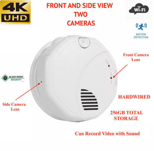 Dual-Lens 4K UHD Wireless Wi-Fi Hidden Security Camera Smoke Detector with Live Streaming