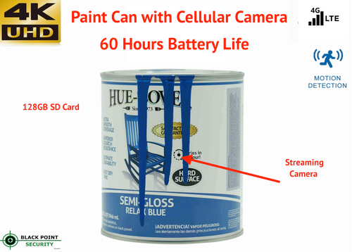 Outdoor 4G Cellular Paint Can Security Camera with Long-Life Battery