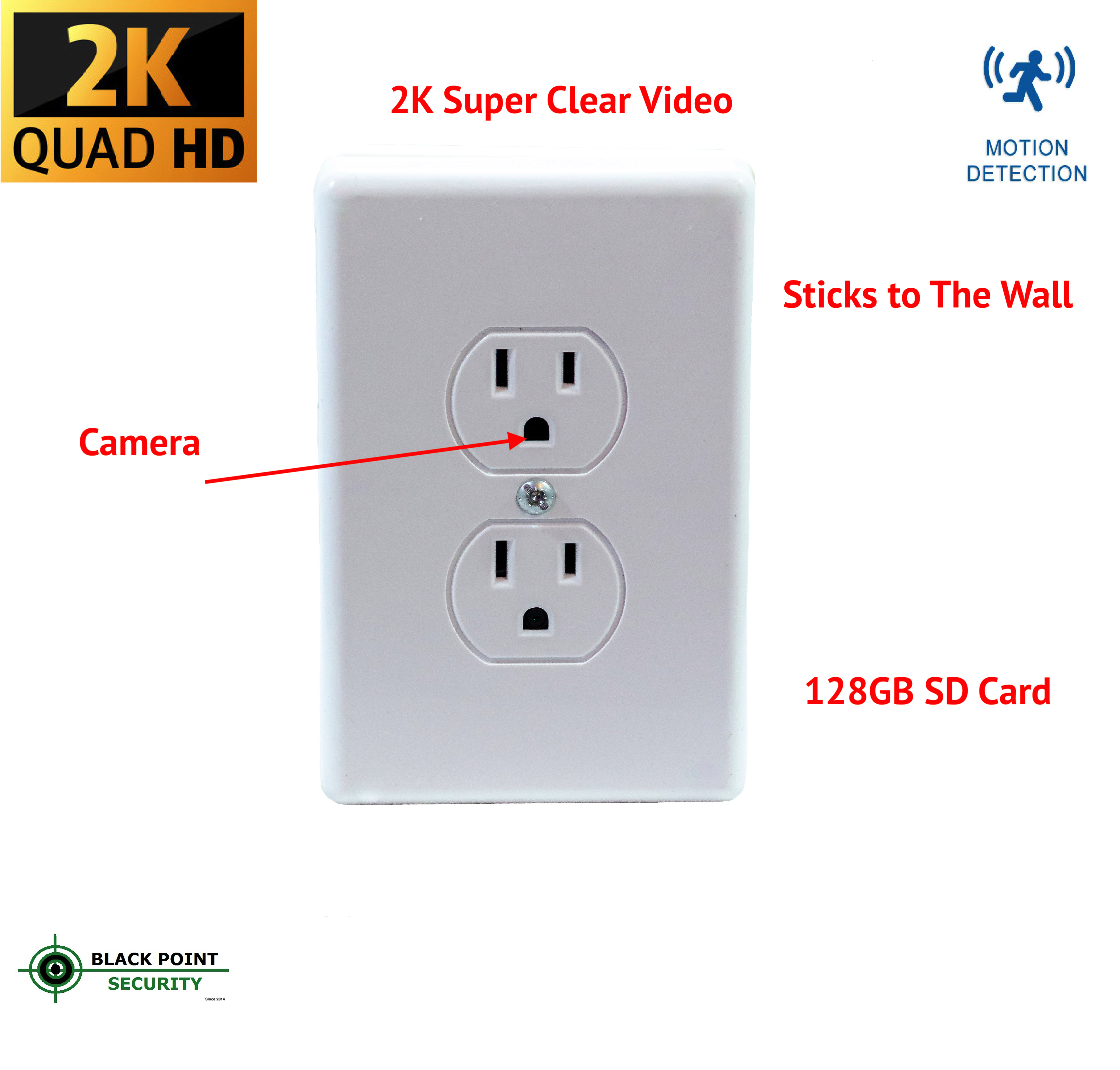 Wall Plug Power Outlet 4K Hidden Camera w/ DVR & WiFi Remote View 