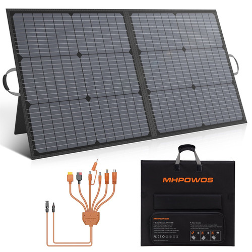 MHPOWOS 110W Portable Solar Panel, Solar Charger IP67 Waterproof Foldable Solar Panel kit with 20V Output, 23.5% Efficiency Module for Outdoor Camping, Portable Power Station, Laptops, Motorhome, RV