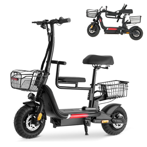 Skeri Electric Scooter with Seat for Adults, Foldable Electric Bike with Removeable Middle Seat, 750W Motor 20MPH 25 Mile Distance, Yellow