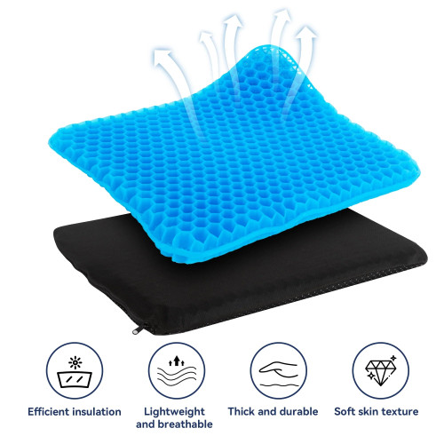 VUSIGN Cooling Gel Seat Cushion for Long Sitting, Wheelchair Cushions, Gel Chair Cushion for Hip Pain, Gel Seat Cushion for Office Chairs,Gel Car Seat Cushion Breathable