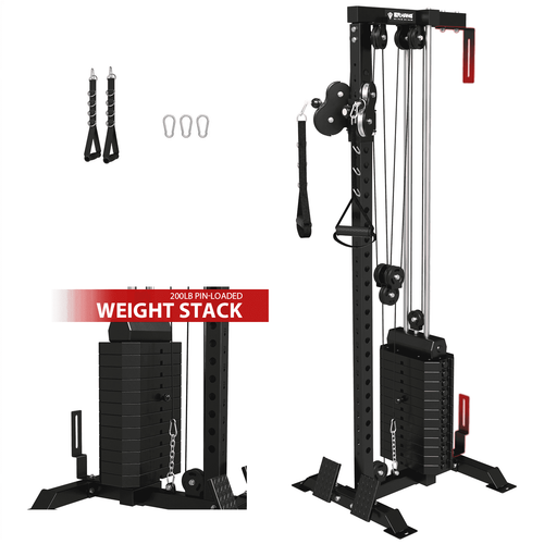 Mikolo Cable Crossover Machine Home Gym, Wall Mount Cable Station with 200LBS Weight Stack,Lat Pull Down Machine with 27 Positions Dual Pulley System
