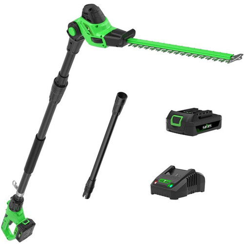 SOYUS Pole Hedge Trimmer Cordless, 18-inch Electric Hedge Trimmer with Extension Pole, 15-Foot Max Reach, Multi-Angle, 2.0Ah Battery and Charger Included SOYUS Pole Hedge Trimmer Cordless, 18-inch Electric Hedge Trimmer with Extension Pole, 15-Foot Max Reach, Multi-Angle, 2.0Ah Battery and Charger Included
